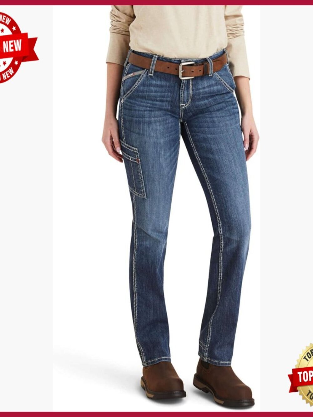 Stretch Boot Cut Jeans with Cell Phone Pocket, Perfect Rise Fit - Picture 1 of 2